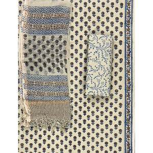 Unstitched <b>Block</b> <b>Printed</b> Cotton Kota Doriya Dupatta with Heavy Salwar Kameez Pakistani Style Indian Dress - Product Image 1