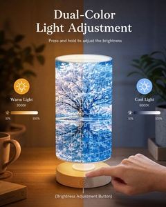 Lampe de table en acrylique Winter Wonderland, style puzzle, cadeau créatif avec base en bois pour décoration - Product Image 2