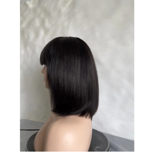 Perruque de cheveux chinois vierges de couleur naturelle en vrac droite sans colle de luxe produits de soin en gros avec dentelle transparente - Product Image 4