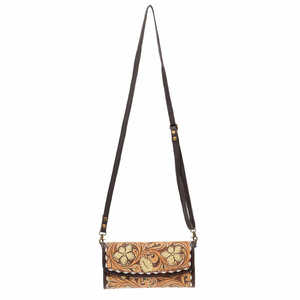 Sac à main en cuir véritable marron à fleurs pour femmes meilleur sac d'hiver Vintage de créateur caractéristique de bandoulière usinée à la main pour l'été - Product Image 3