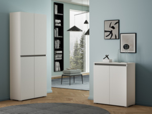 ตู้เก็บของห้องนั่งเล่นแบบมีมือจับฝังพร้อมบานเปิด 2 บานและชั้นวางปรับระดับได้ 3 ชั้น โซลูชั่นการจัดเก็บอเนกประสงค์ - Product Image 3