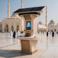 Distributeur d'eau intelligent à énergie solaire, design islamique, recharge USB et sans fil, station d'eau publique extérieure