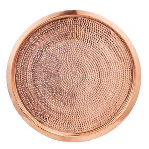 Luxury Quality Copper Made Hammered Texture Round Shape Charger Plate Serving <b>Tray</b> Wedding Table Centerpiece Home Kitchenware - Product Image 1