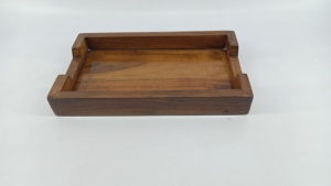 Hexagon Wooden Serving <b>Tray</b> with <b>Black</b> Metal Handles – 6-Sided Natural Wood Platter for Coffee Table & Kitchen Decor - Product Image 2