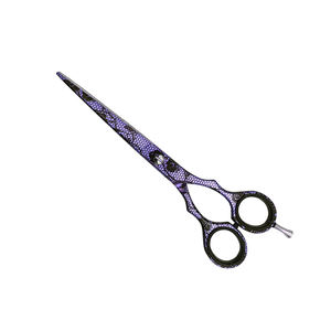 Tijera de corte de pelo de peluquero recubierta de papel personalizada con cuchillas duraderas afiladas, tijeras de pelo de corte súper con reposapiés - Product Image 1