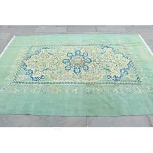พรมขนาด 6.5x9.3 ฟุต, พรมวินเทจตุรกี, พรมขนสัตว์ลายดอกไม้สีเขียว - Product Image 4