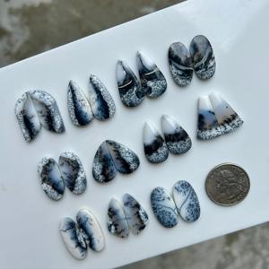 Natural Dendrite Opal Cabochon Loose Gemstone Pair in Mix Shape and Size for Jewelry Making Dendritic Opal Gemstone - Product Image 2