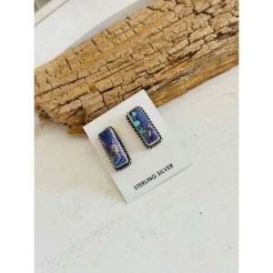 Augustine Largo Dangle Earrings Purple Mohave Turquoise & Sterling <b>Silver</b> Geometric <b>Studs</b> Largo Larghetto Collection - Product Image 4