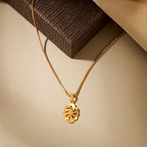 จี้ทองคำ 14k ลายวน ประดับไพลิน เพชร มุก หรือทับทิม ของขวัญเครื่องประดับสุดหรู - Product Image 1