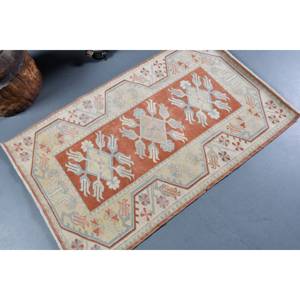 Clásico naranja Beige 2.6x4.2ft Vintage alfombra turca hecha a mano Patchwork diseño lana poliéster látex para sala de estar pasillo rectángulo - Product Image 2