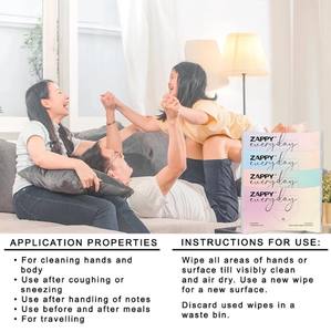 Zappy 15S ผ้าเช็ดทำความสะอาดแบบเปียกออร์แกนิกให้ความชุ่มชื้นต้านเชื้อแบคทีเรียปราศจากแอลกอฮอล์ - Product Image 3