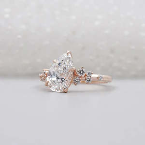 IGI Certified Rose Gold Engagement <b>Ring</b> with Pear Cluster Side Stones <b>Diamond</b> <b>Rings</b> Collection - Product Image 3