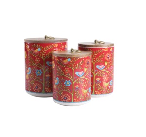 Scarlet Petal <b>Canister</b> Red Color Storage Box for Kitchen for Spice and Coffee and Tea <b>Sugar</b> - Product Image 1