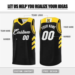 Uniforme Reversible Personalizable de Baloncesto Conjunto Uniformes de Baloncesto en Blanco Negro y Amarillo para Niños y Hombres - Product Image 6