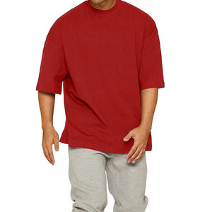 Camiseta de gran tamaño de alta calidad para deportes de primavera y ocio para correr, Camiseta holgada de algodón de Color sólido para hombres - Product Image 3