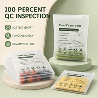 Sachet refermable personnalisé en PE de qualité alimentaire, conforme FDA, avec fermeture coulissante plate pour l'emballage de noix, haricots et amandes