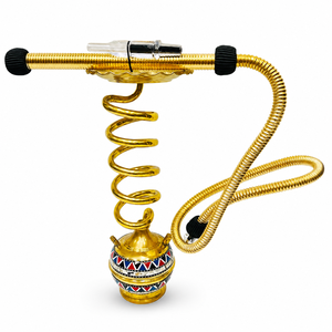 Ensemble de chicha portable de luxe en laiton doré avec spirale et nacre - Product Image 1