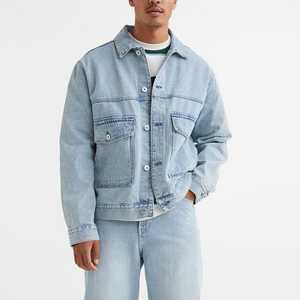 Chaqueta vaquera personalizada de alta calidad con botón, ropa transpirable para exteriores para hombres, verano, otoño, venta al por mayor, Chaquetas vaqueras en blanco - Product Image 2