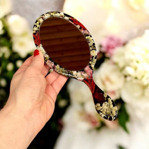 Espejo de Mano de Resina con Acabado Liso y Brillante, Perfecto para Uso Diario, Maquillaje o Fines Decorativos, Agrega un Toque Elegante - Product Image 1