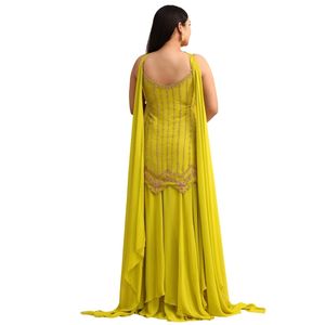 Tuta Sharara verde Lime con girocollo Dupatta all'ingrosso da donna abbigliamento etnico OEM fornitore di abbigliamento da sposa personalizzato - Product Image 6