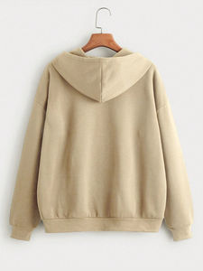 Sudadera con Capucha de Invierno con Forro Térmico, Cierre de Cremallera, Hombros Caídos, Talla Grande, al por Mayor, de Alta Calidad, Personalizable, Unisex, Lisa - Product Image 2