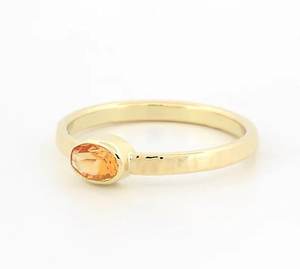 Bague de fiançailles pour femme en argent sterling 925 massif pierre de citrine naturelle coupe ovale lunette réglage or rempli marteau Texture fine - Product Image 2