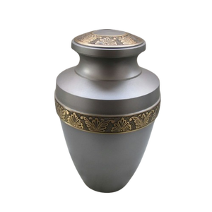 Urne funéraire en laiton/aluminium de couleur gris magnifique avec gravure dorée pour les cendres humaines des adultes - Product Image 3