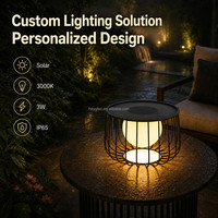 Lampe de table solaire OEM ODM personnalisée, résistante aux intempéries IP65, pour patio, villa, cour
