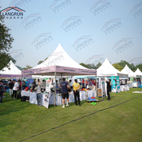 Tente Pagode Modulaire 5x5m en PVC Imperméable, Ignifuge et Anti-UV pour Mariages, Fêtes et Expositions