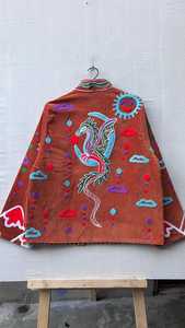 Veste en velours Suzani brodée, style bohème, manteau matelassé indien, cadeau pour une amie, veste en velours Suzani - Product Image 3