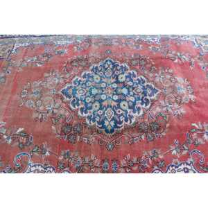 6.6x10 ft Turkish Rug, Vintage Rug, <b>Red</b> Camouflage <b>Wool</b> Rug - Product Image 4