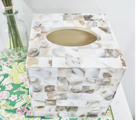 Caja de pañuelos de lujo de nácar natural con diseño de incrustaciones de hueso, tamaño personalizable 4x6 pulgadas, decoración de mesa, India