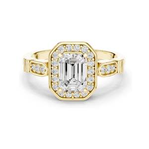 1.286 CT <b>Emerald</b> Cut Lab Diamond Halo Engagement <b>Ring</b> VVS-VS EF Clarity 18KT, 14KT, 10KT Gold & 925 <b>Silver</b> Rose, Yellow, - Product Image 1