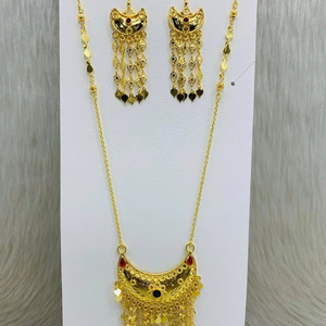 Ensemble de chik design de haute qualité avec boucles d'oreilles plaqué or ensemble de bijoux arabes pour femmes - Product Image 1