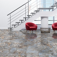Carreaux de sol et de mur en porcelaine antibactérienne brillante de grande taille 1200x2400 mm avec des motifs marbrés et royaux