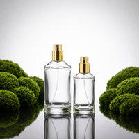 Flacon de parfum en verre de luxe 30ml 50ml 100ml, flacon de parfum rond vide, flacon de parfum en verre transparent imprimé à l'écran, boîte de parfum en verre transparent
