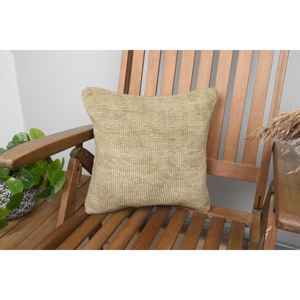 Luxe 14x14 pouces Beige Kilim Patchwork laine oreiller rustique Floral et Vintage imprimé jeter oreiller pour literie tissé avec de la soie - Product Image 1