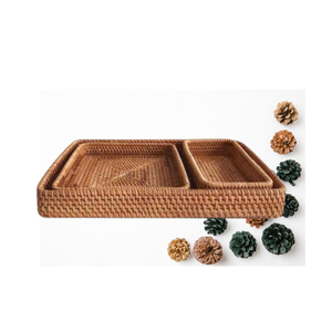 Bandeja de mimbre de buena calidad con asas, artesanía decorativa de lujo, tamaño personalizado, moderno, hecho en Vietnam, fabricante - Product Image 3