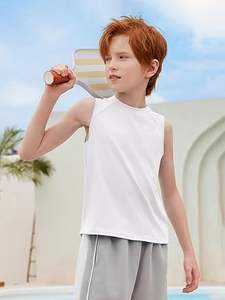 Débardeur blanc pour enfants de haute qualité, été, 100% coton, uni, col rond, débardeur, vente en gros de vêtements pour enfants - Product Image 2