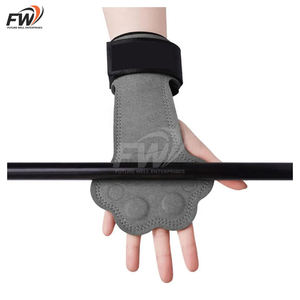 Guantes de fitness para hombres y mujeres, banda de agarre, protector de palma, equipo auxiliar de cuero vacuno para barra horizontal - Product Image 3