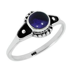 Anillo clásico de forma redonda de piedras preciosas de amatista púrpura Natural para ella joyería de piedra NATAL DE FEBRERO joyería de plata personalizada de la India - Product Image 1