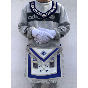 เครื่องประดับพิธีกรรมเมสัน ผ้ากันเปื้อนสีน้ำเงิน โซ่ คาลลอร์&ถุงมือ-JEWEL-HSE - Product Image 1