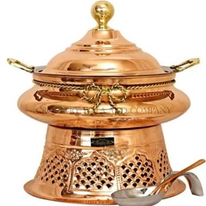 Juego de platos de frotamiento de metal, calentador de comida de buffet de lujo moderno, calefacción de aluminio dorado, hoteles, catering, combustible de alcohol - Product Image 1