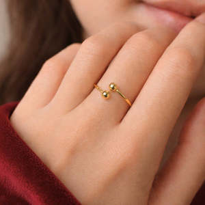 Anillo de Plata de Moda Hallmark con Diseño de Dos Puntos, Chapado en Oro Rosa, Incrustaciones de Oro Rosa de 18K, Latón, para Regalo - Product Image 1