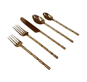 Juego de cubiertos de diseño Juego de Cubiertos de latón pulido con espejo Juego de cubiertos de diseñador de estilo clásico único para hoteles Cocina Boda - Product Image 4