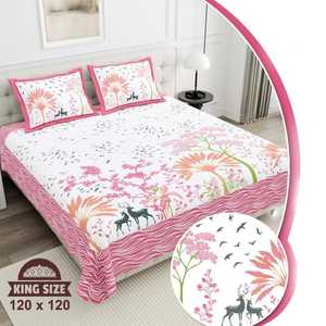 Stylish Quality Cotton 3 PCS Bedsheet Set Solid Floral Print Classic Style <b>Comfortable</b> and Great for Gifting - Product Image 3