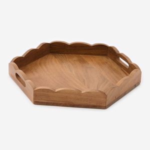 Unique rond sculpté en bois plateau de service décoratif élégant accessoire pour la maison cuisine table basse salle à manger pièce maîtresse - Product Image 1