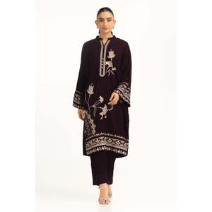 Ensemble chemise et pantalon en velours brodé à motif floral, taille XL pour femme, vêtements de sport, style évasé pour l'été et l'automne, IPST-55119 - Product Image 5