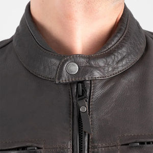 2025 elegante chaqueta de cuero para hombre chaqueta de cuero de motocicleta personalizada chaquetas de cuero negro abrigo con cremallera - Product Image 3