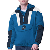Veste coupe-vent à demi-zip pour équipes de basketball personnalisées, poche kangourou sur le devant, dos tombant, logo brodé, uni teint